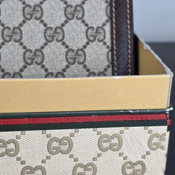 Vintage GUCCI Parfums GG Monogram Large Pouch Clutch Web Stripe NIB Italy 12